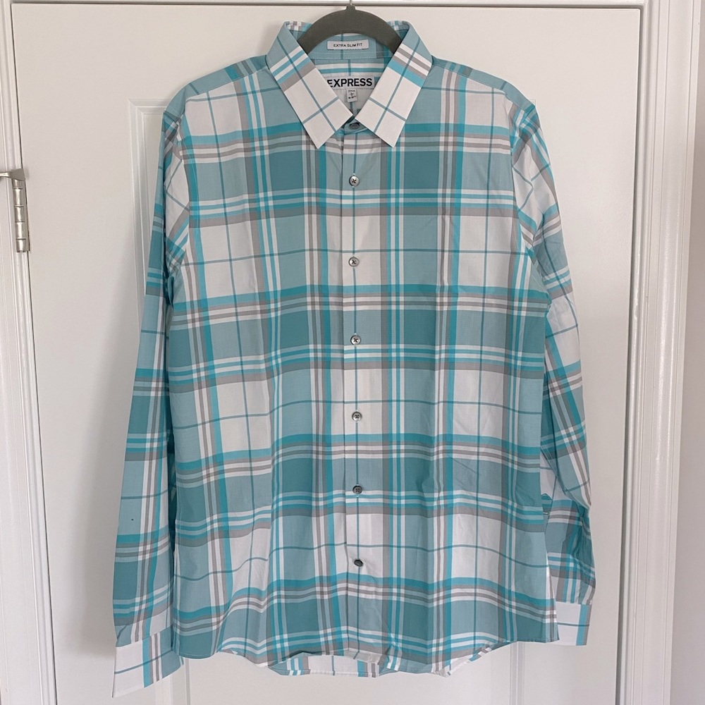 Express Extra Slim Fit plaid button down shirt